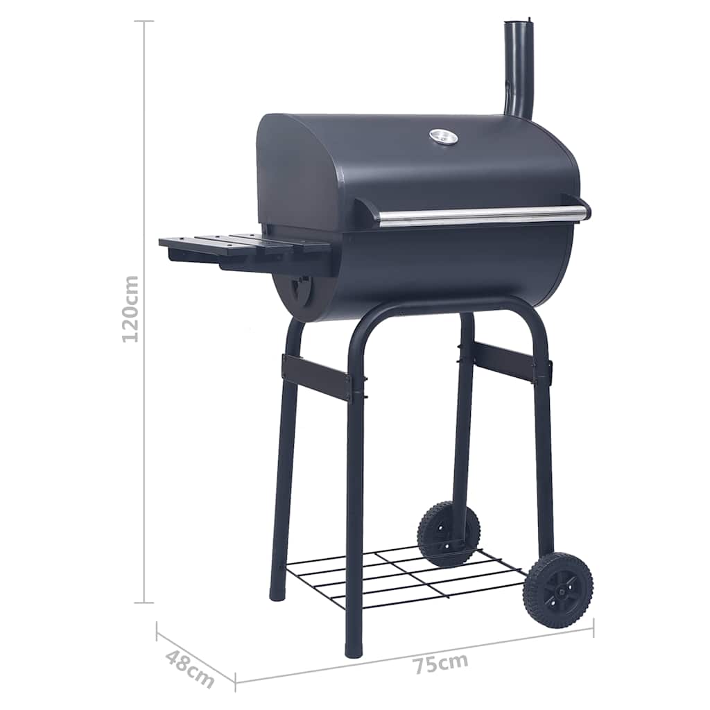 Barbacoa De Carbón Con Ahumador Y Estante Inferior Negro