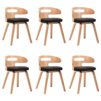 Sillas De Comedor 6 Unidades Madera Y Cuero Sintético Negro