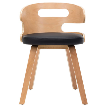 Sillas De Comedor 6 Unidades Madera Y Cuero Sintético Negro