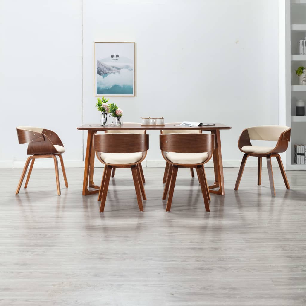 Sillas De Comedor 4 Uds Madera Curvada Cuero Sintético Negro