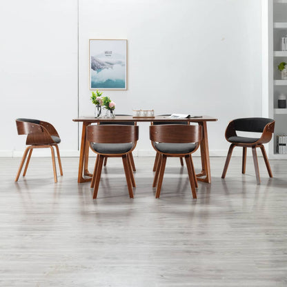 Sillas De Comedor 4 Uds Madera Curvada Cuero Sintético Negro