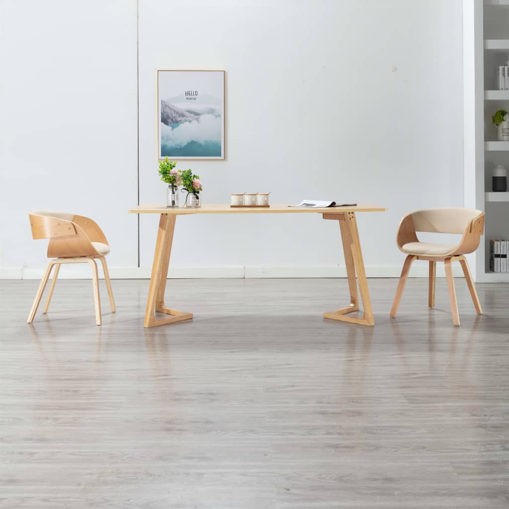 Sillas De Comedor 4 Uds Madera Curvada Cuero Sintético Negro