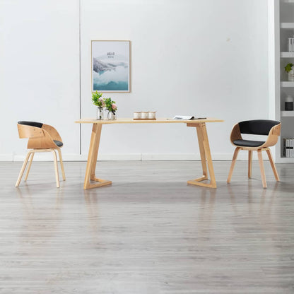 Sillas De Comedor 4 Uds Madera Curvada Cuero Sintético Negro