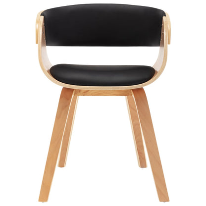 Sillas De Comedor 4 Uds Madera Curvada Cuero Sintético Negro