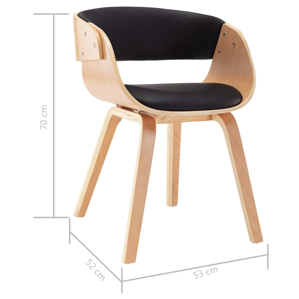 Sillas De Comedor 4 Uds Madera Curvada Cuero Sintético Negro