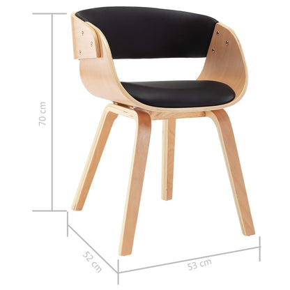 Sillas De Comedor 4 Uds Madera Curvada Cuero Sintético Negro