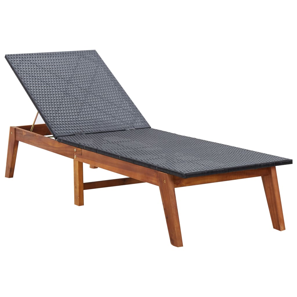Tumbona Con Cojín Ratán Sintético Y Madera Maciza De Acacia