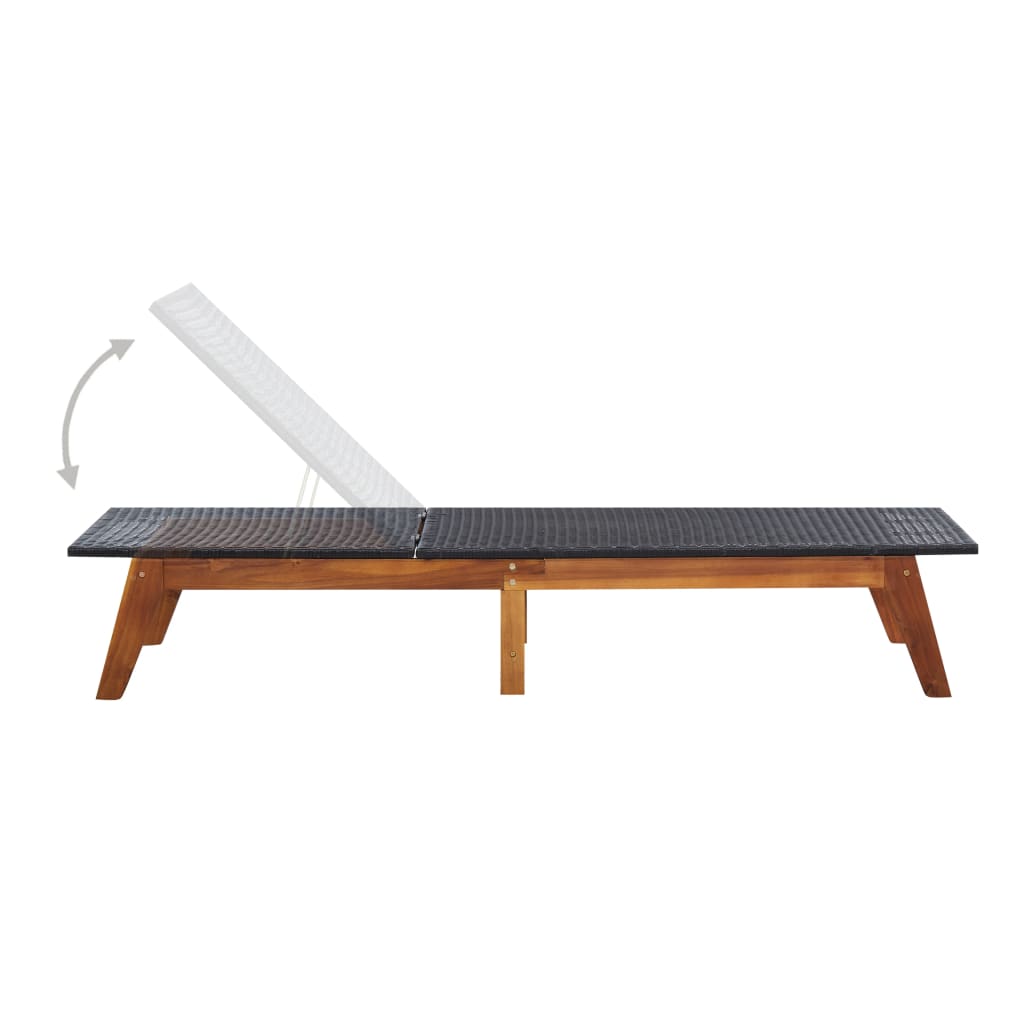 Tumbona Con Cojín Ratán Sintético Y Madera Maciza De Acacia