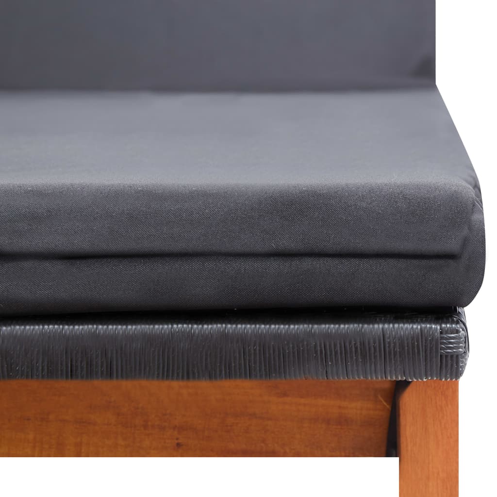 Tumbona Con Cojín Ratán Sintético Y Madera Maciza De Acacia