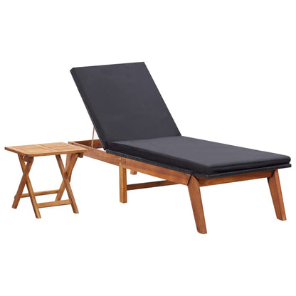 Tumbona Con Mesa Ratán Sintético Y Madera Maciza De Acacia