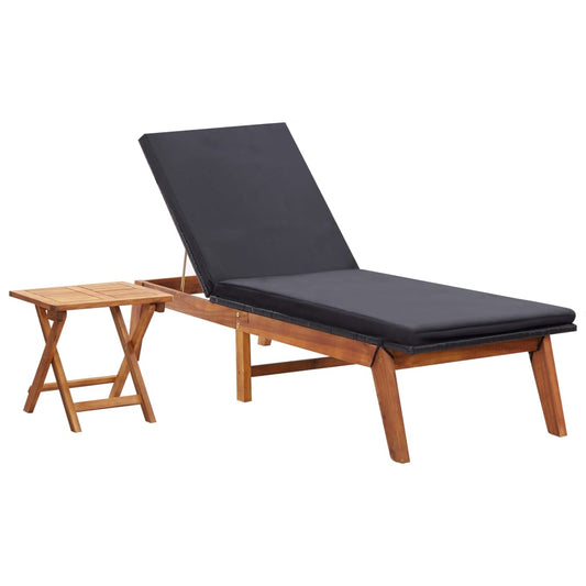 Tumbona Con Mesa Ratán Sintético Y Madera Maciza De Acacia