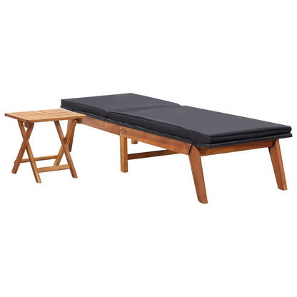 Tumbona Con Mesa Ratán Sintético Y Madera Maciza De Acacia