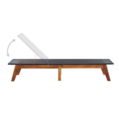 Tumbona Con Mesa Ratán Sintético Y Madera Maciza De Acacia