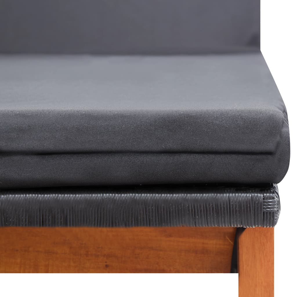 Tumbona Con Mesa Ratán Sintético Y Madera Maciza De Acacia