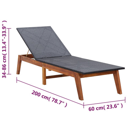 Tumbona Con Mesa Ratán Sintético Y Madera Maciza De Acacia