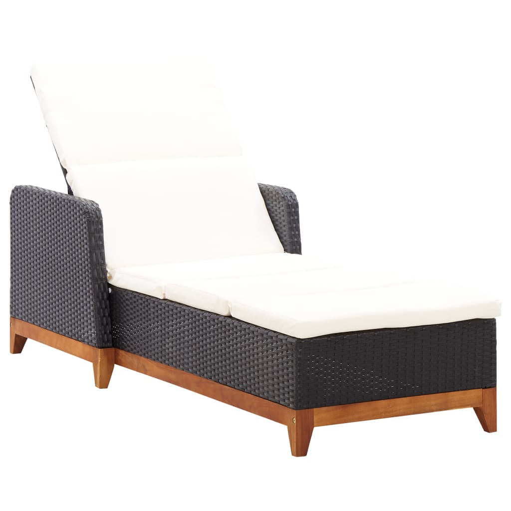 Tumbona De Ratán Sintético Y Madera Maciza De Acacia