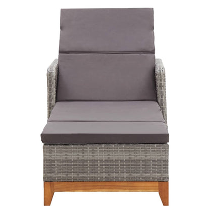 Tumbona De Ratán Sintético Y Madera Maciza De Acacia