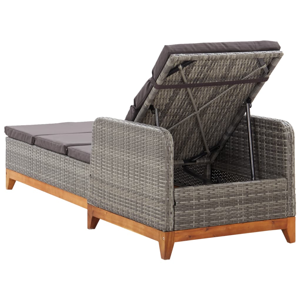 Tumbona De Ratán Sintético Y Madera Maciza De Acacia