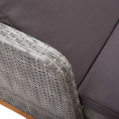 Tumbona De Ratán Sintético Y Madera Maciza De Acacia