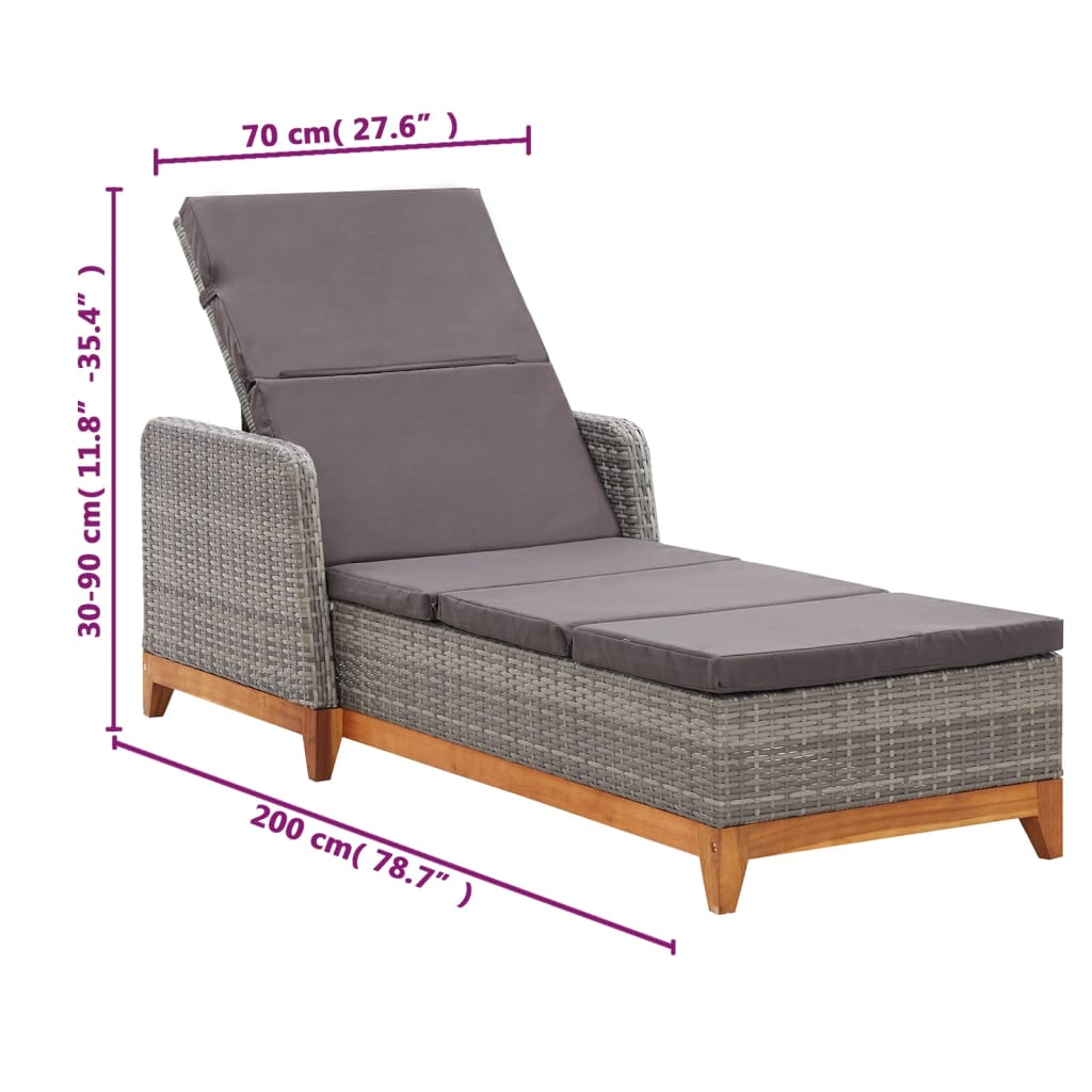 Tumbona De Ratán Sintético Y Madera Maciza De Acacia