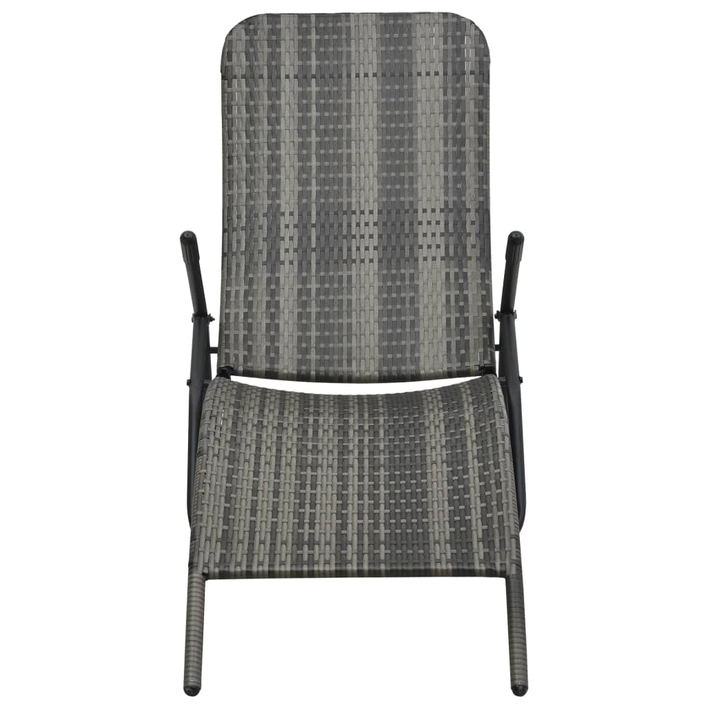 Tumbona Plegable De Ratán Sintético Gris