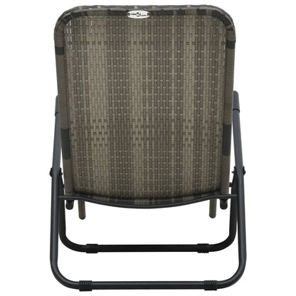 Tumbona Plegable De Ratán Sintético Gris