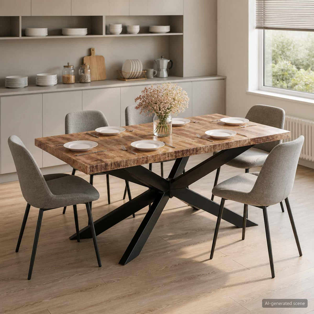 Mesa De Comedor De Madera Maciza Reciclada 180X90X76 Cm