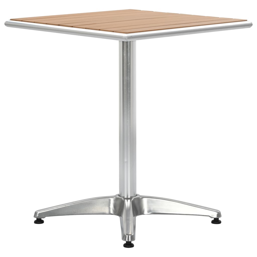 Mesa De Jardín De Aluminio Y Wpc Plateado 60X60X70 Cm