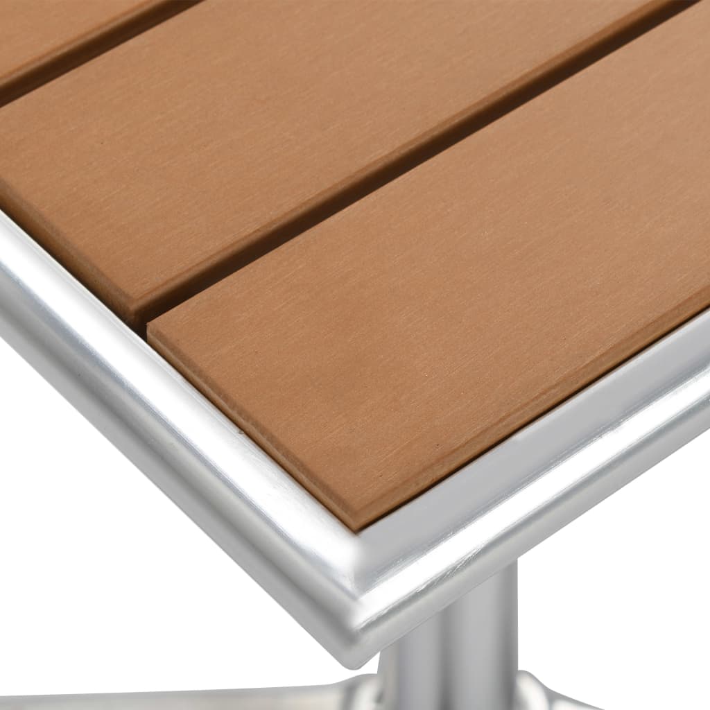 Mesa De Jardín De Aluminio Y Wpc Plateado 60X60X70 Cm