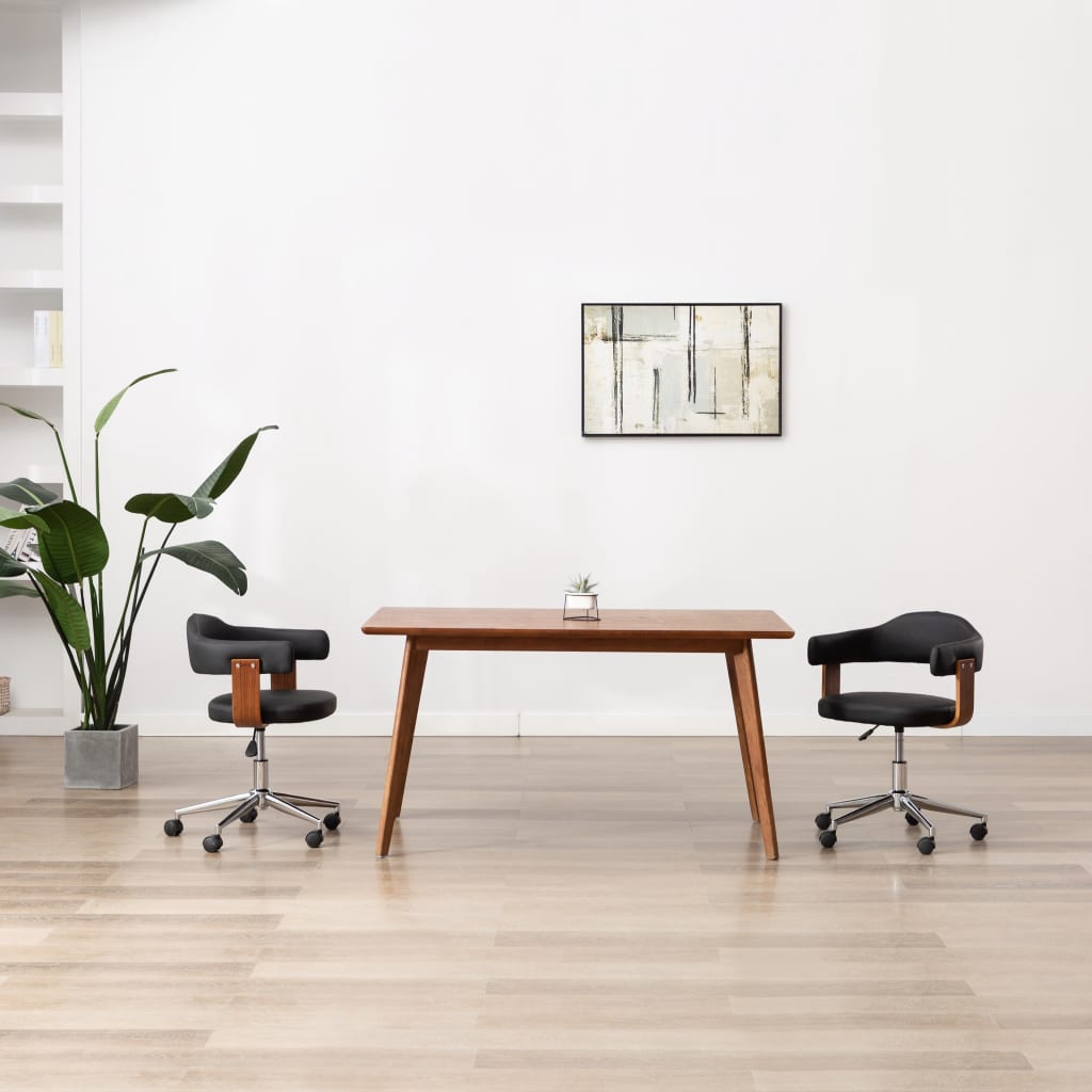 Sillas De Comedor Giratorias 4 Uds Madera Curvada Cuero