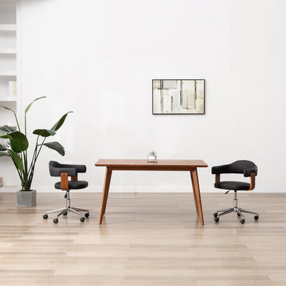 Sillas De Comedor Giratorias 4 Uds Madera Curvada Cuero