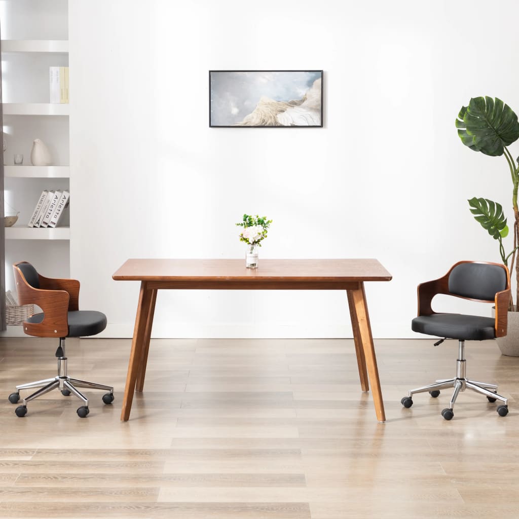 Silla De Comedor Giratoria Madera Curvada Cuero Sintético