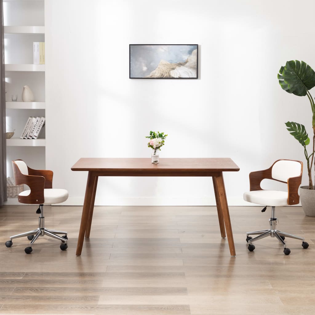 Silla De Comedor Giratoria Madera Curvada Cuero Sintético