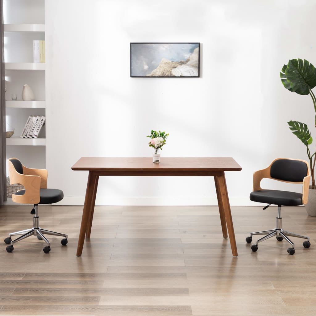 Silla De Comedor Giratoria Madera Curvada Cuero Sintético