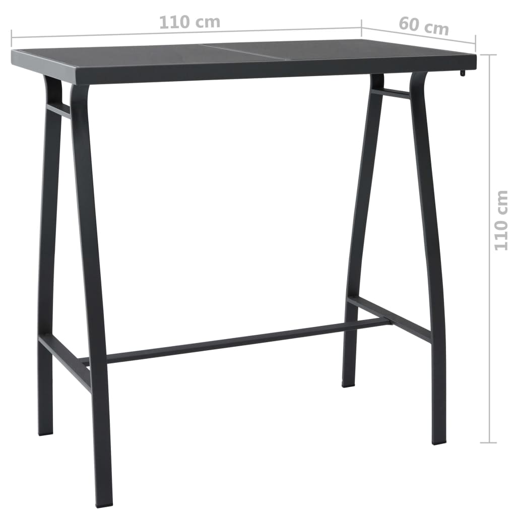 Mesa Alta De Jardín Vidrio Templado Negro