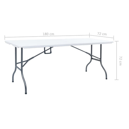 Mesa De Jardín Plegable Hdpe Blanco 180X72X72 Cm
