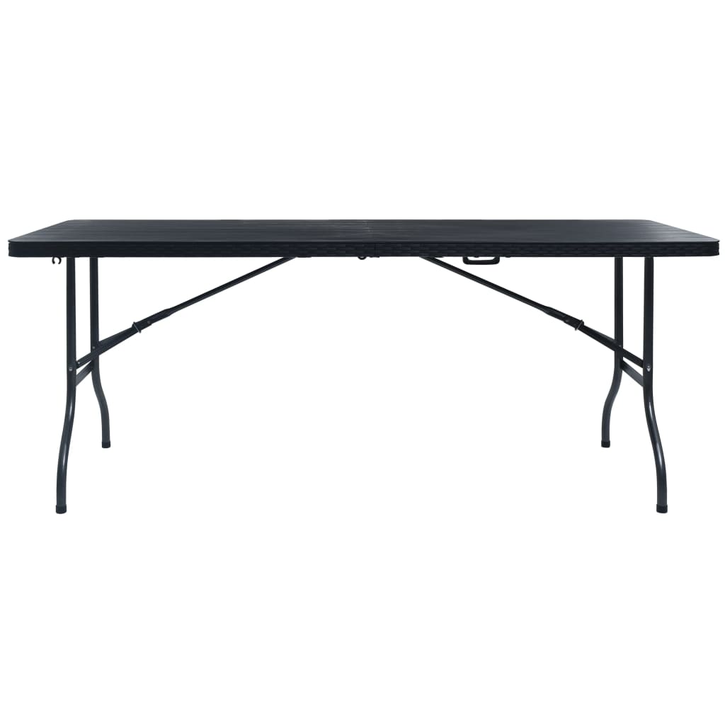 Mesa De Jardín Plegable Imitación Ratán Hdpe Negro 180X75X72 Cm
