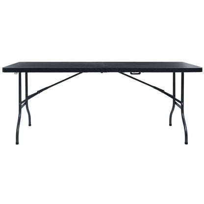 Mesa De Jardín Plegable Imitación Ratán Hdpe Negro 180X75X72 Cm