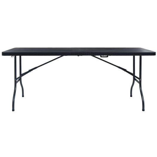Mesa De Jardín Plegable Imitación Ratán Hdpe Negro 180X75X72 Cm