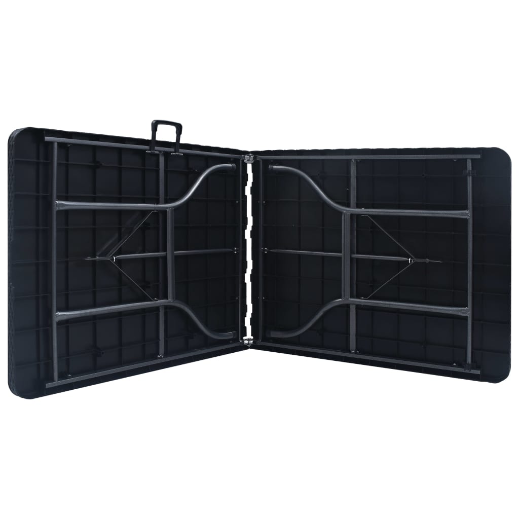 Mesa De Jardín Plegable Imitación Ratán Hdpe Negro 180X75X72 Cm