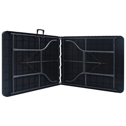 Mesa De Jardín Plegable Imitación Ratán Hdpe Negro 180X75X72 Cm