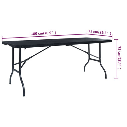 Mesa De Jardín Plegable Imitación Ratán Hdpe Negro 180X75X72 Cm