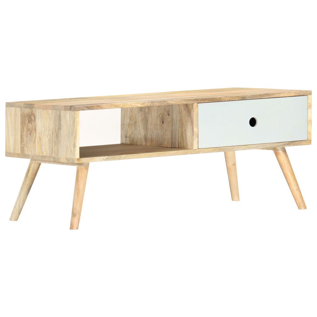 Mesa De Centro De Madera Maciza De Mango 90X50X40 Cm