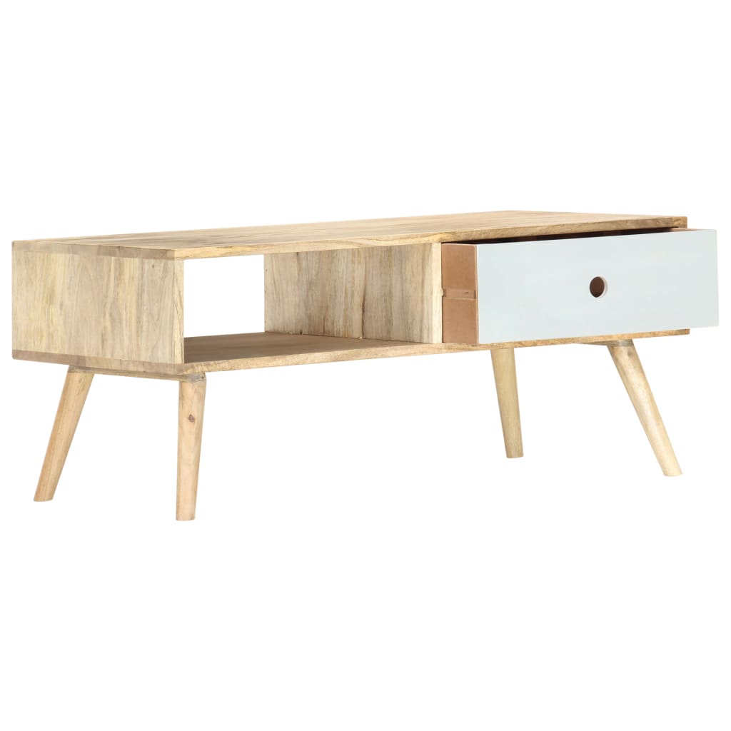Mesa De Centro De Madera Maciza De Mango 90X50X40 Cm