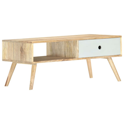 Mesa De Centro De Madera Maciza De Mango 90X50X40 Cm