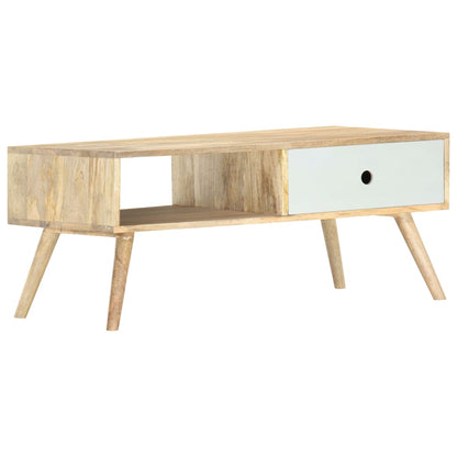 Mesa De Centro De Madera Maciza De Mango 90X50X40 Cm