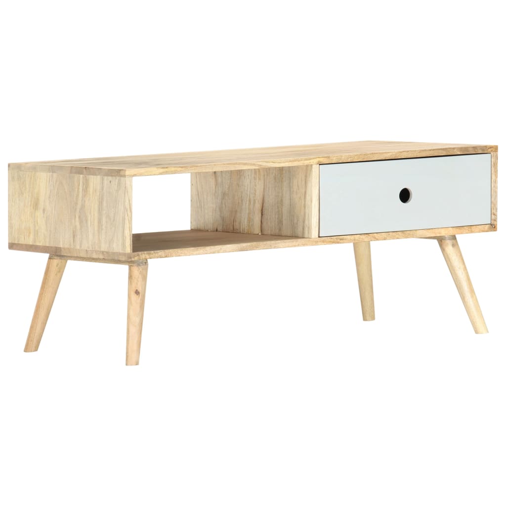 Mesa De Centro De Madera Maciza De Mango 90X50X40 Cm