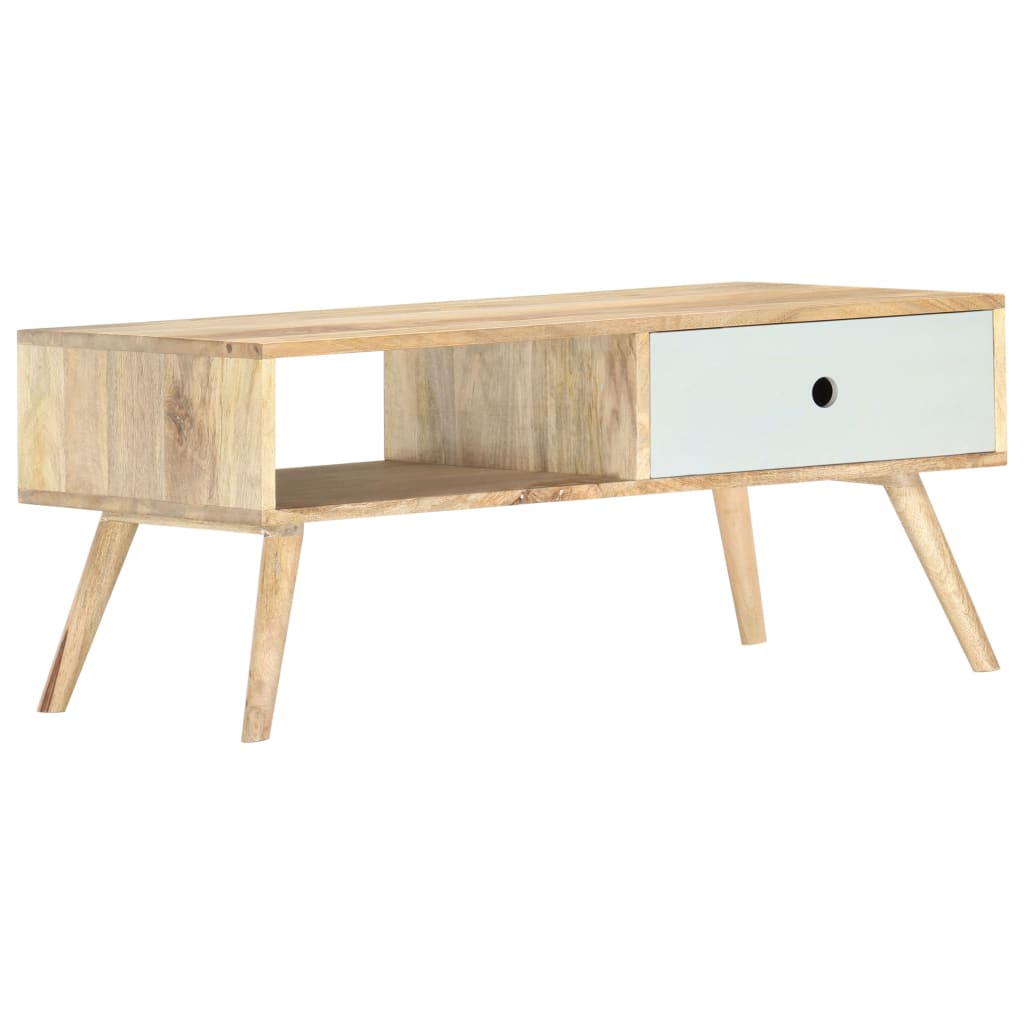 Mesa De Centro De Madera Maciza De Mango 90X50X40 Cm