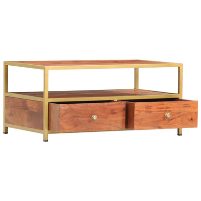 Mesa De Centro De Madera Maciza De Acacia 90X50X40 Cm