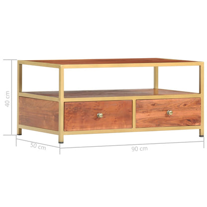 Mesa De Centro De Madera Maciza De Acacia 90X50X40 Cm